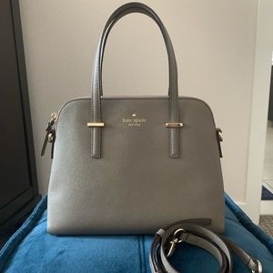 Late Spade Cedar Street Maise Gray Leather Satchel
